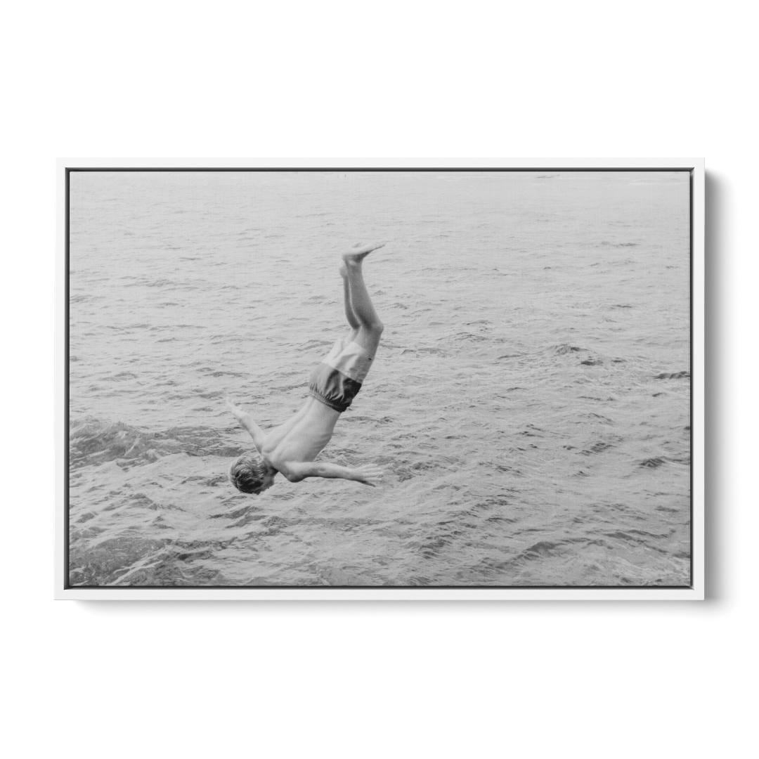 Floater Frame Canvas | Wall Decor Australia | Room Inspiration | Framed Wall Art | Charles Norwood | Dive | White