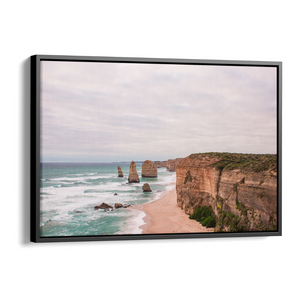 Floater Frame Canvas | Wall Decor Australia | Room Inspiration | Framed Wall Art | Charles Norwood | Twelve Apostles (Landscape) | Black