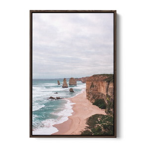 Floater Frame Canvas | Wall Decor Australia | Room Inspiration | Framed Wall Art | Charles Norwood | Twelve Apostles (Portrait) | Brown