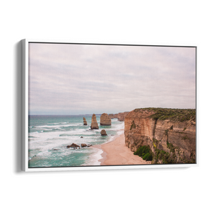 Floater Frame Canvas | Wall Decor Australia | Room Inspiration | Framed Wall Art | Charles Norwood | Twelve Apostles (Landscape) | White