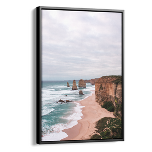 Floater Frame Canvas | Wall Decor Australia | Room Inspiration | Framed Wall Art | Charles Norwood | Twelve Apostles (Portrait) | Black