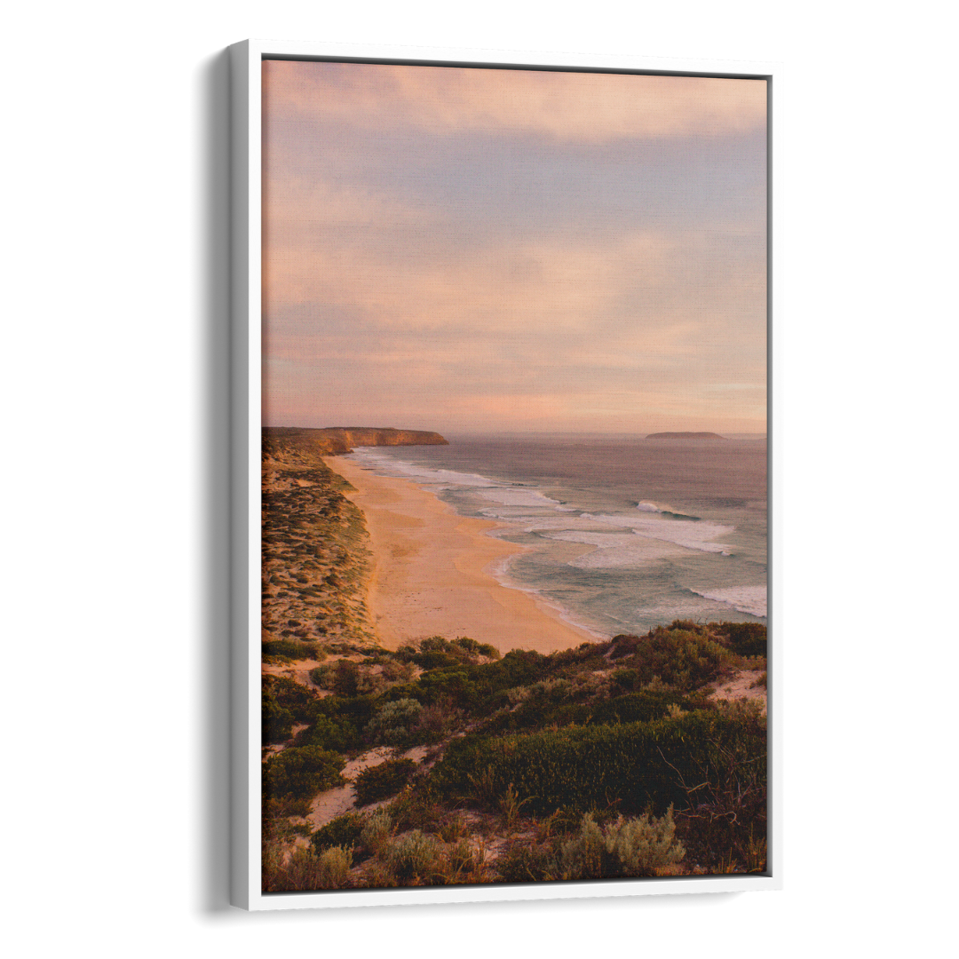 Floater Frame Canvas | Wall Decor Australia | Room Inspiration | Framed Wall Art | Charles Norwood | West Cape Sunset | White