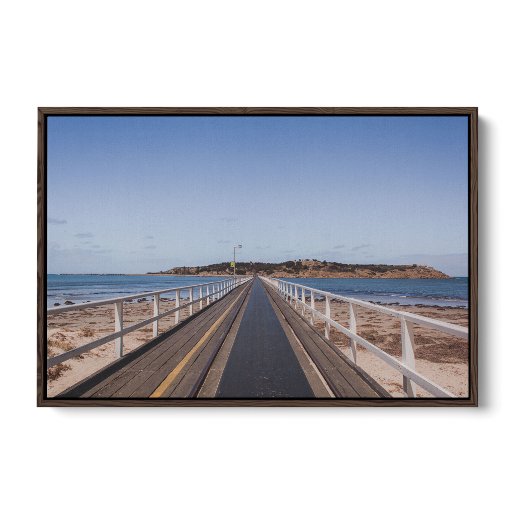 Floater Frame Canvas | Wall Decor Australia | Room Inspiration | Framed Wall Art | Charles Norwood | Victor Harbour Causeway | Brown